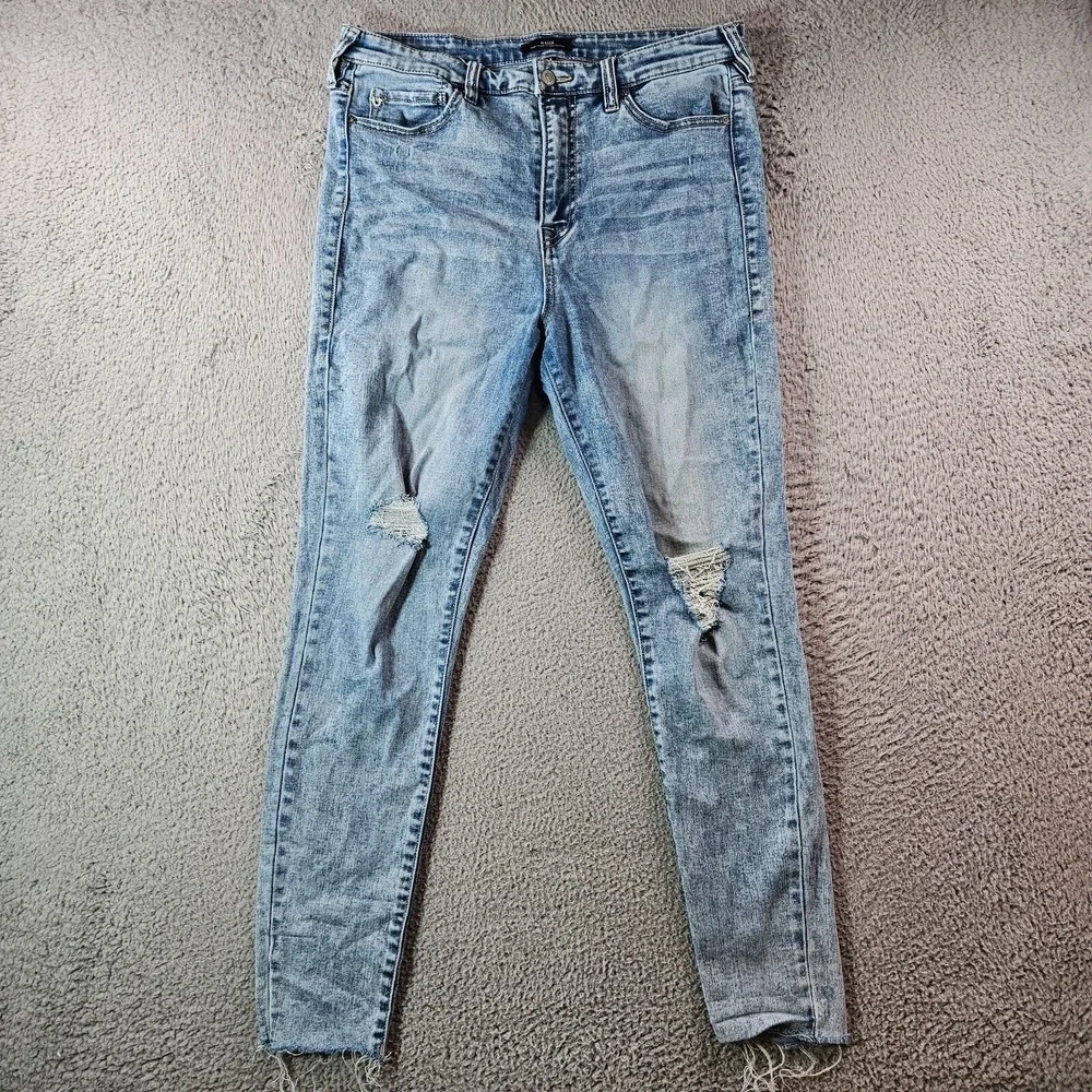 True Religion‎ Jeans Men 33 x 29 Halle High Rise Super Skinny Raw Hem Distressed